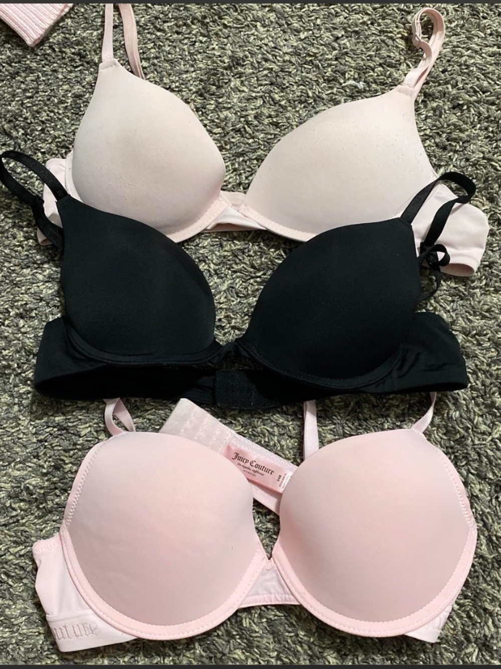 Juicy Couture Pink and Black Padded Bra Set